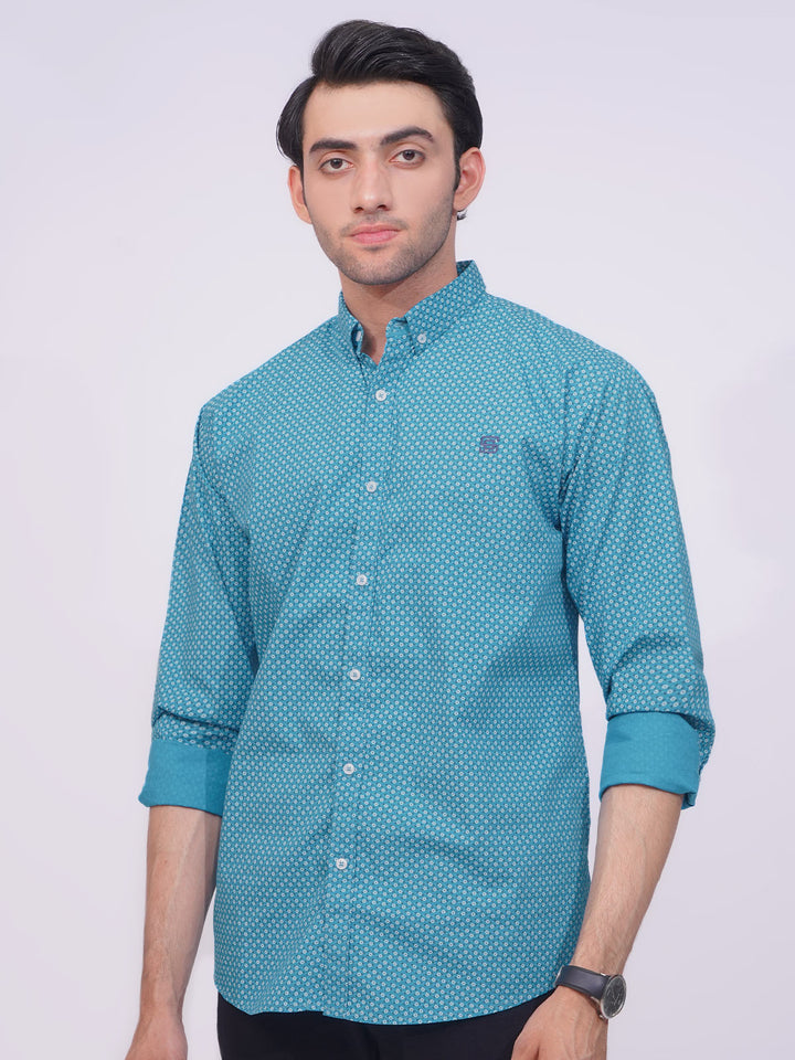 Sky Blue Designer Printed Casual Shirt (CSP-204)