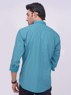 Sky Blue Designer Printed Casual Shirt (CSP-204)