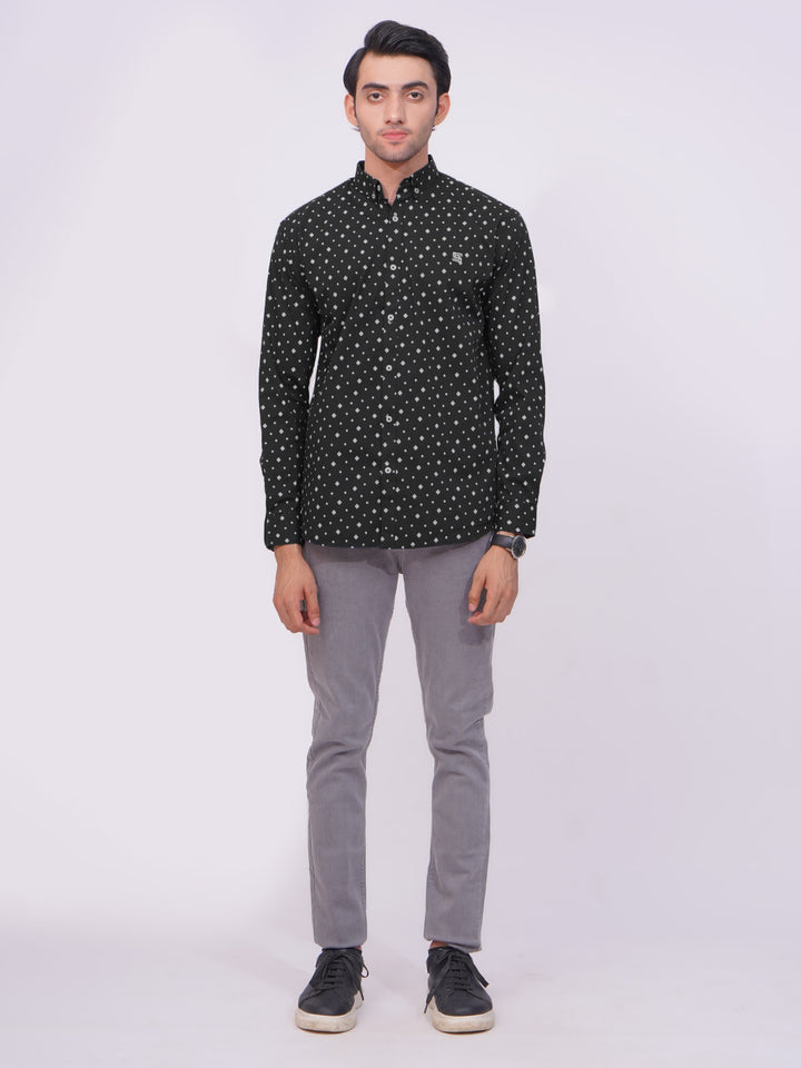 Black Designer Printed Casual Shirt (CSP-205)