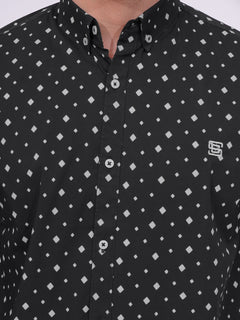 Black Designer Printed Casual Shirt (CSP-205)