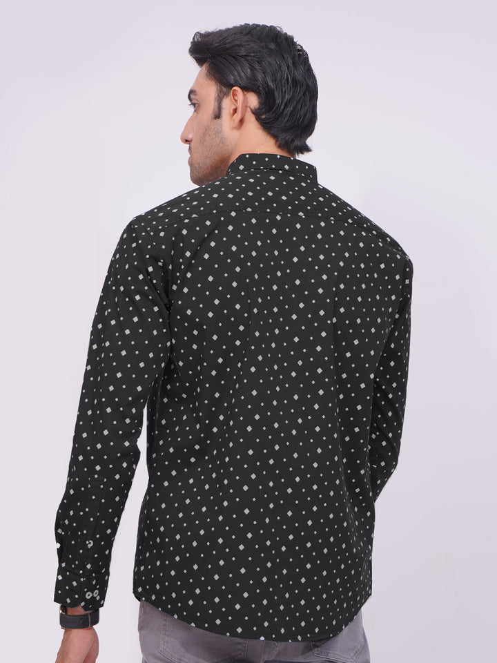 Black Designer Printed Casual Shirt (CSP-205)