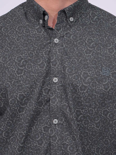 Dark Grey Designer Printed Casual Shirt (CSP-206)