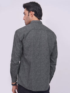 Dark Grey Designer Printed Casual Shirt (CSP-206)