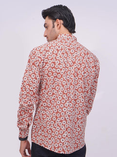 Brown & White Designer Printed Casual Shirt (CSP-207)