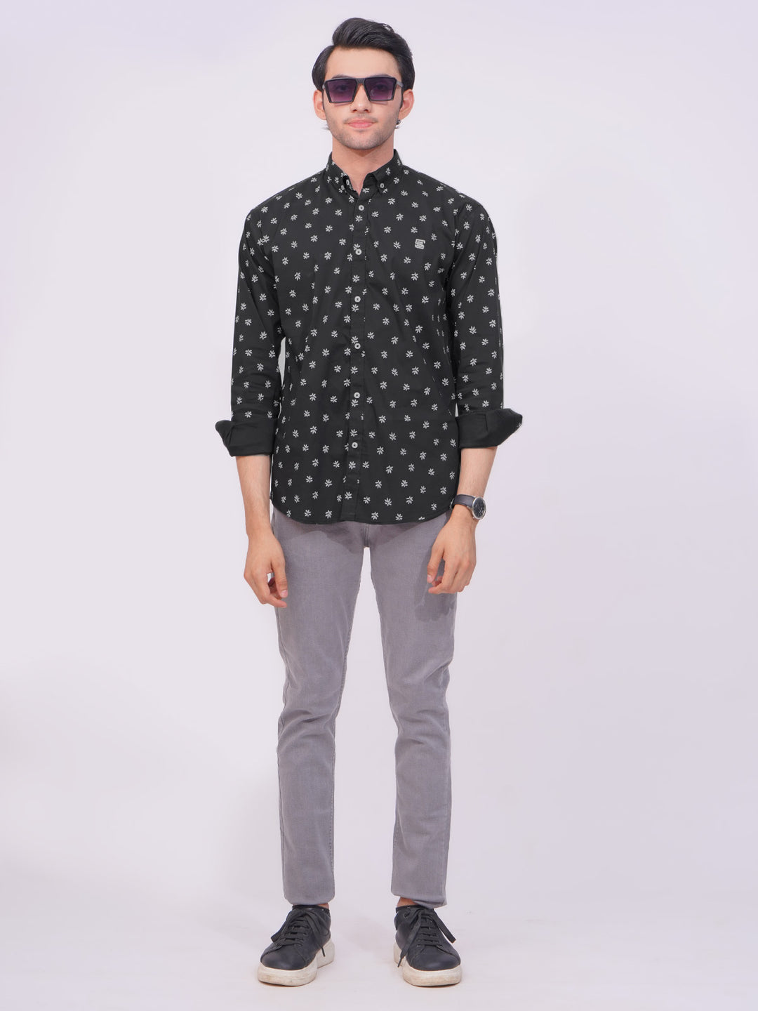 Cat Black Designer Printed Casual Shirt (CSP-210)