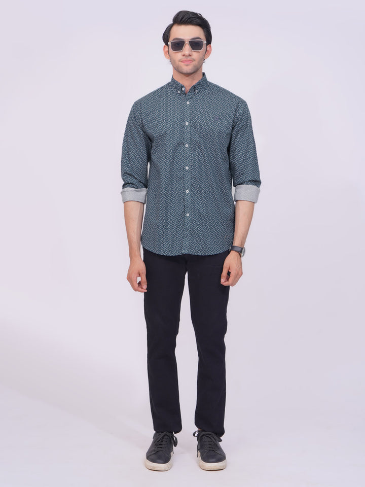 Dark Blue Designer Printed Casual Shirt (CSP-211)