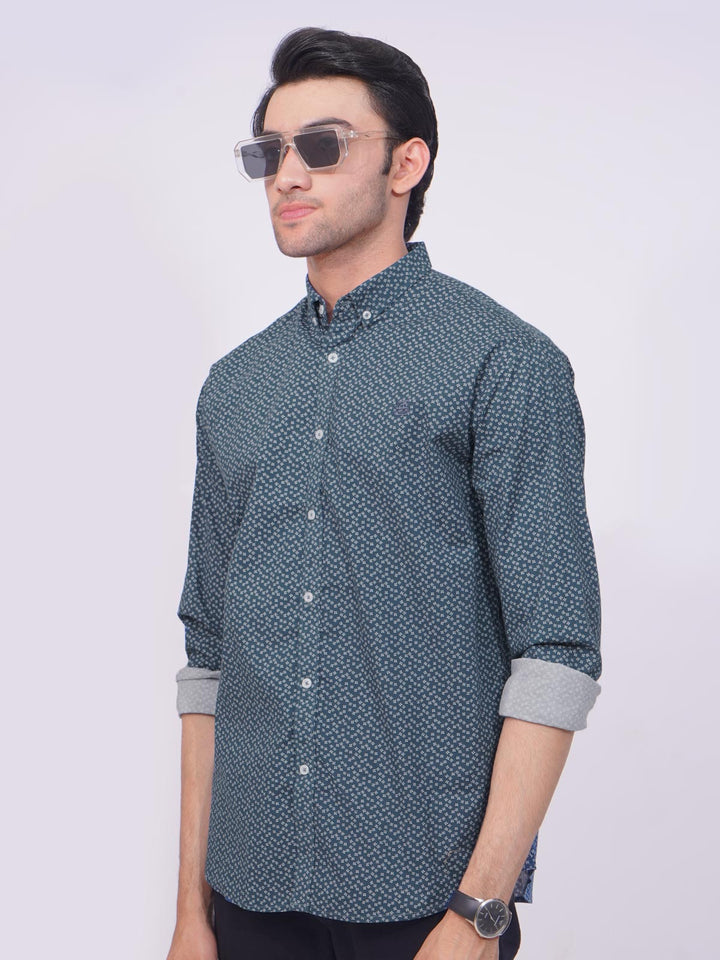 Dark Blue Designer Printed Casual Shirt (CSP-211)