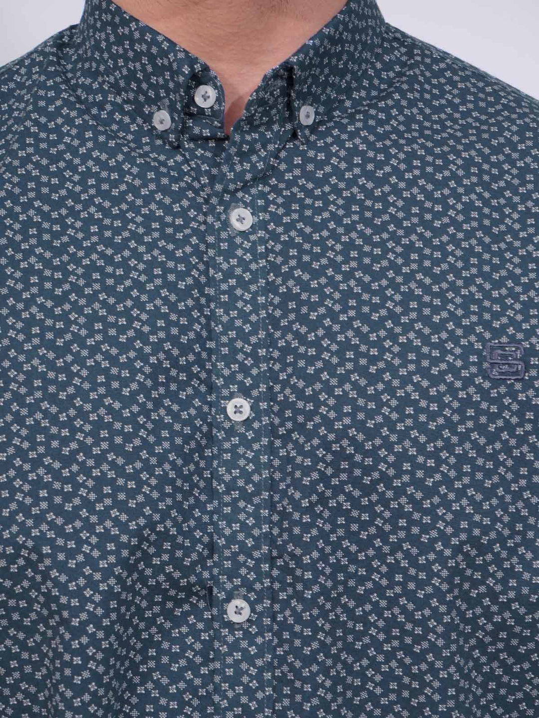 Dark Blue Designer Printed Casual Shirt (CSP-211)