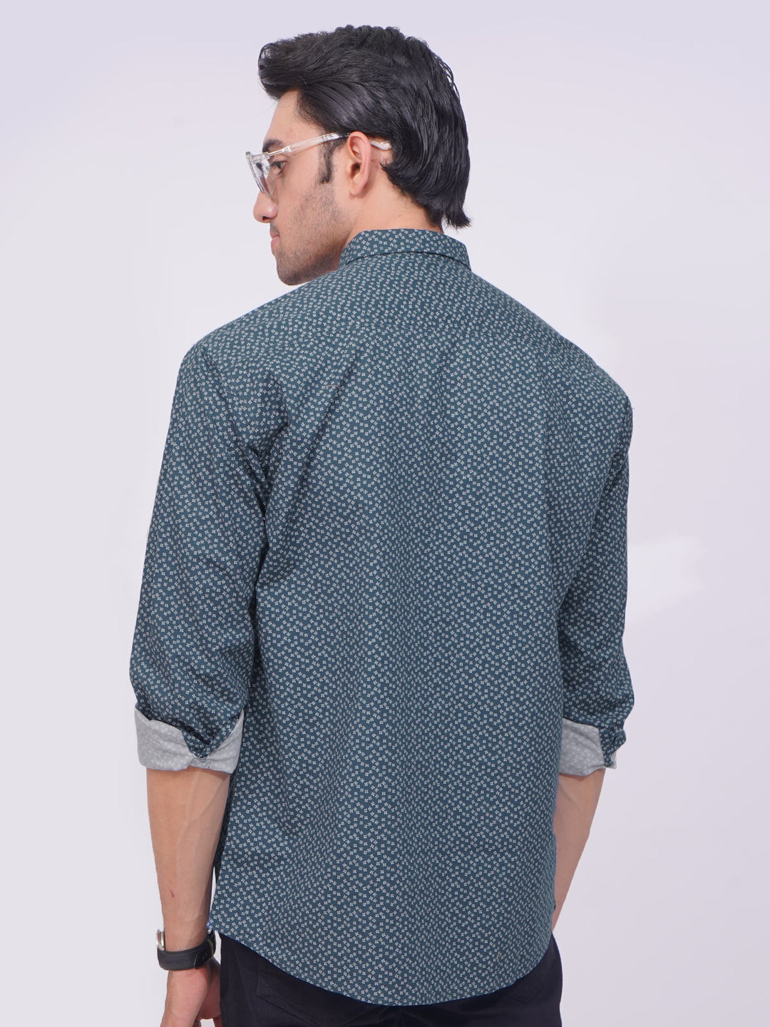 Dark Blue Designer Printed Casual Shirt (CSP-211)