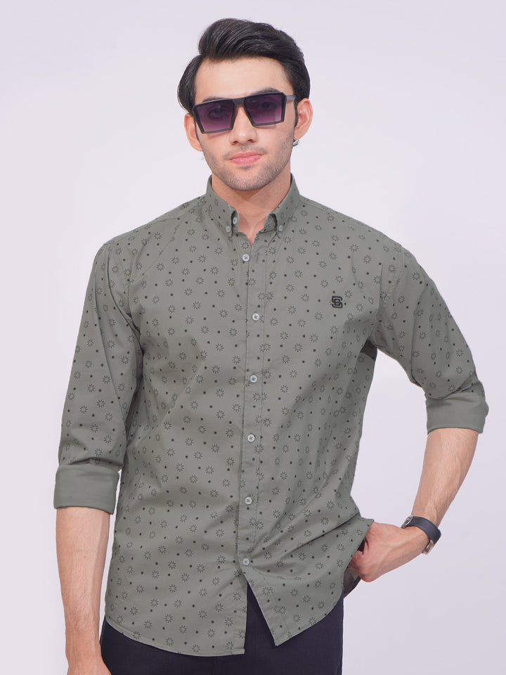 Dark Grey Designer Printed Casual Shirt (CSP-212)