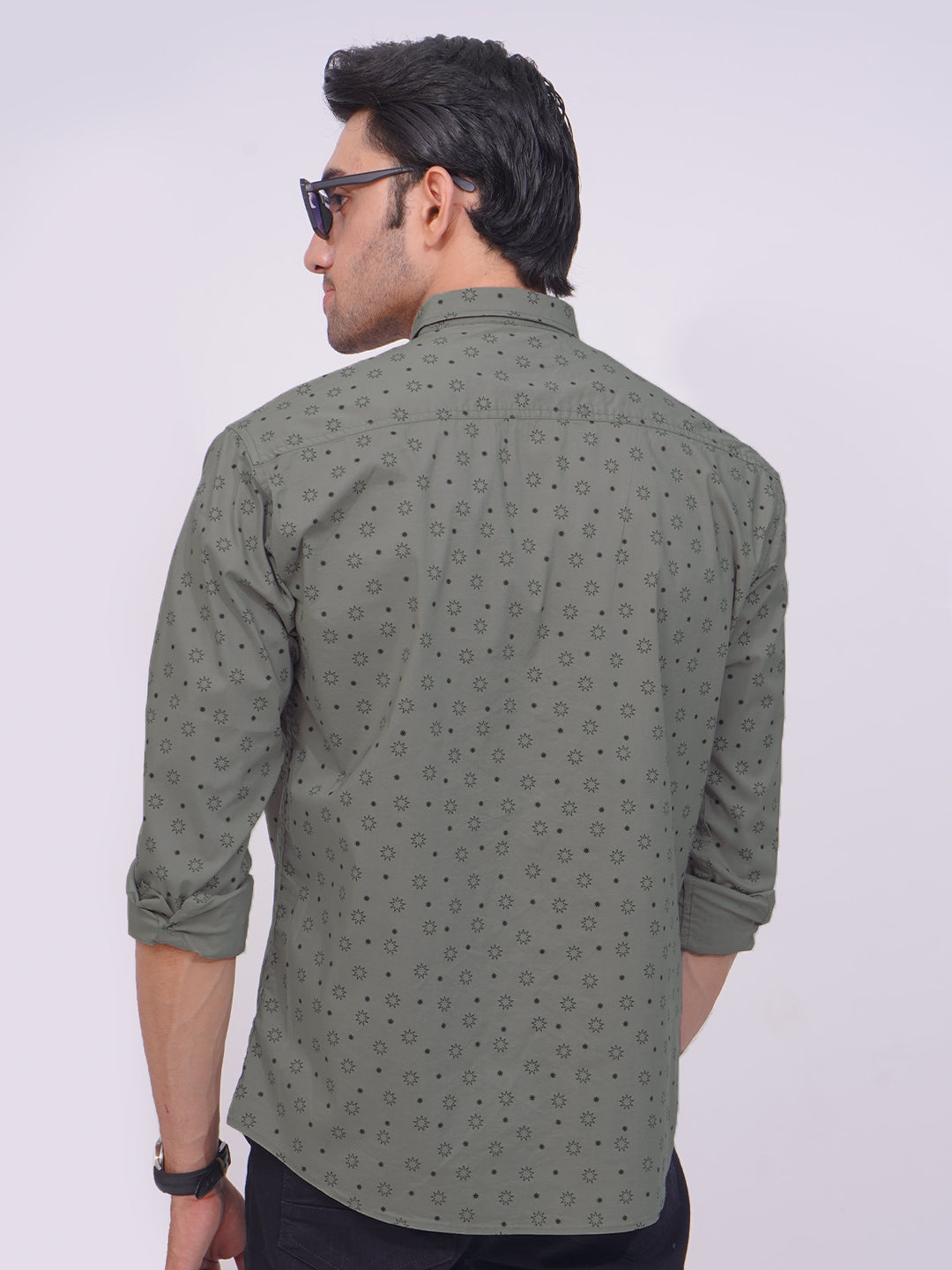 Dark Grey Designer Printed Casual Shirt (CSP-212)