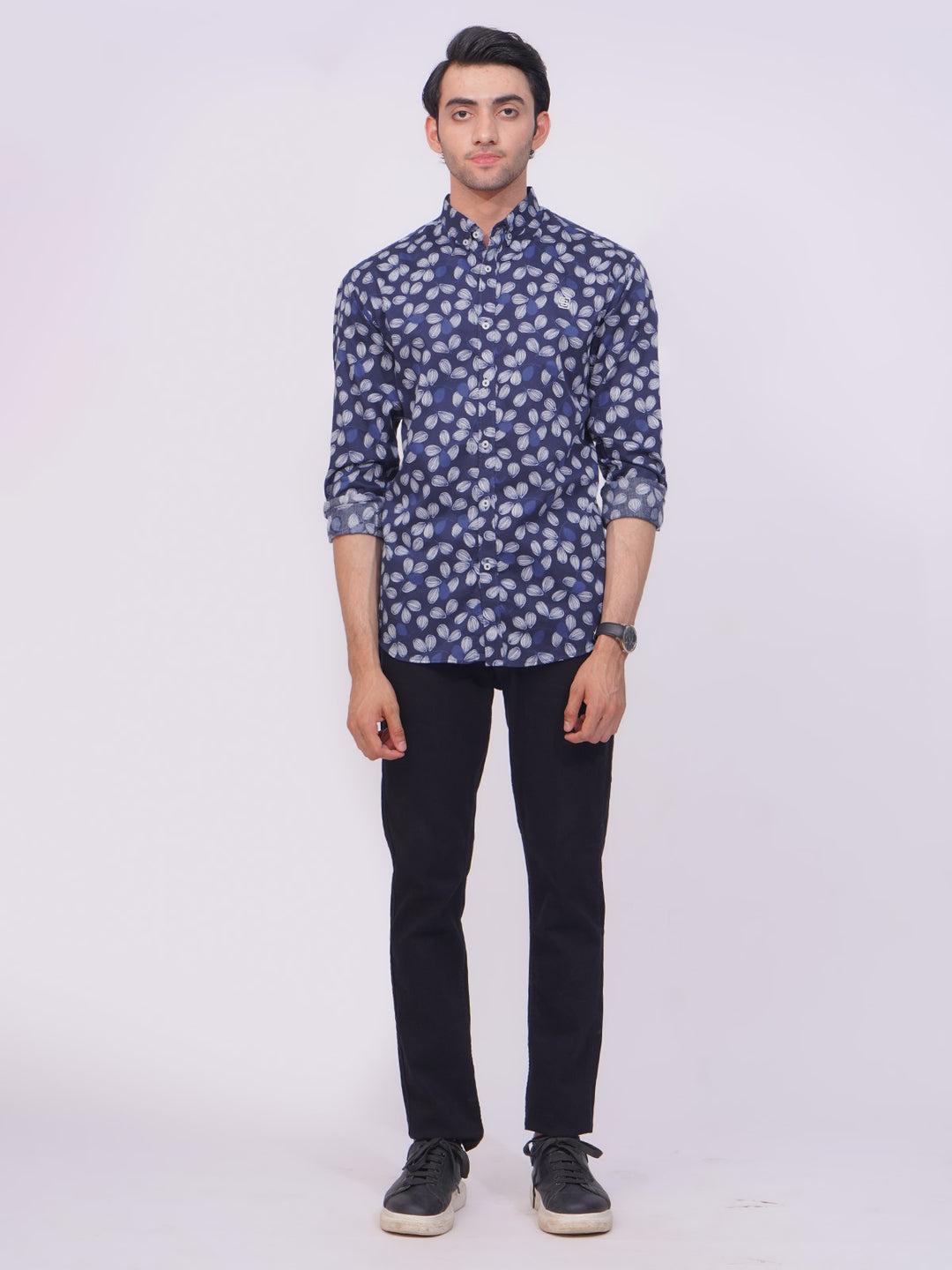 Blue Designer Printed Casual Shirt (CSP-213)