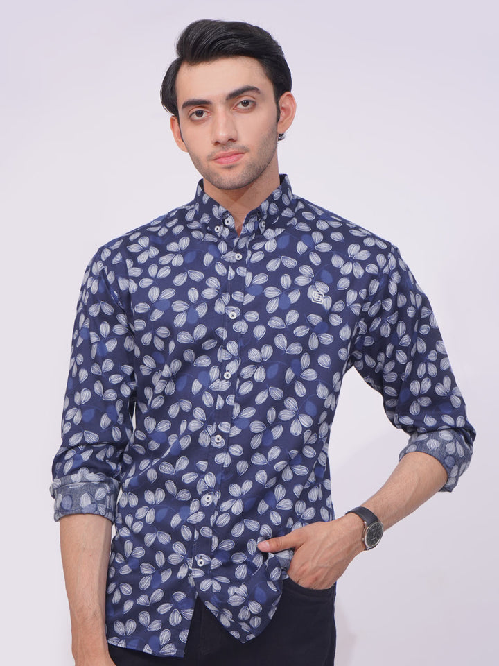 Blue Designer Printed Casual Shirt (CSP-213)