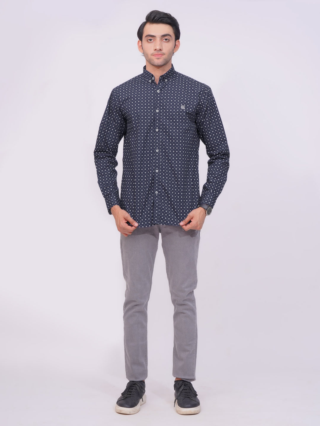 Blue Designer Printed Casual Shirt (CSP-221)