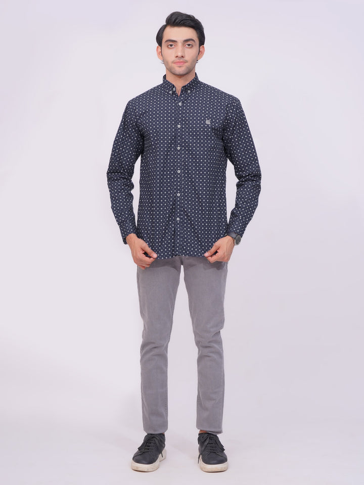 Blue Designer Printed Casual Shirt (CSP-221)