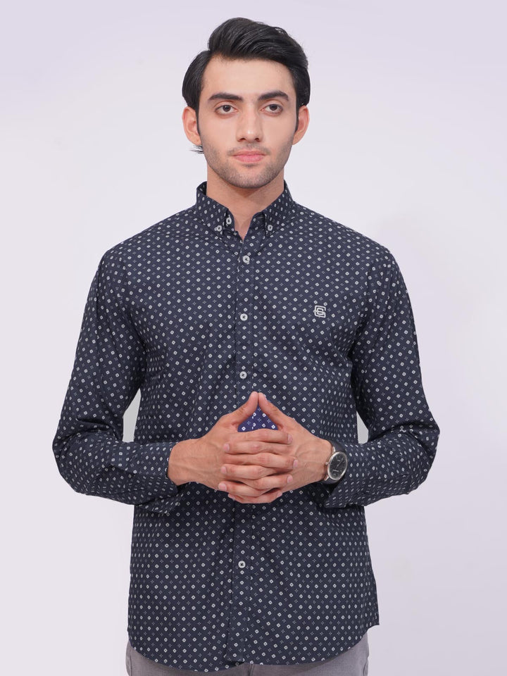 Blue Designer Printed Casual Shirt (CSP-221)