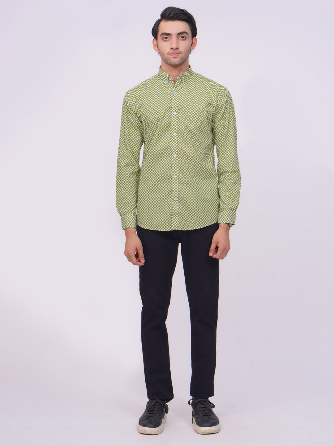 Green & White Designer Printed Casual Shirt (CSP-224)