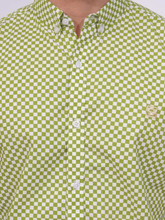 Green & White Designer Printed Casual Shirt (CSP-224)