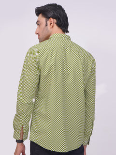 Green & White Designer Printed Casual Shirt (CSP-224)