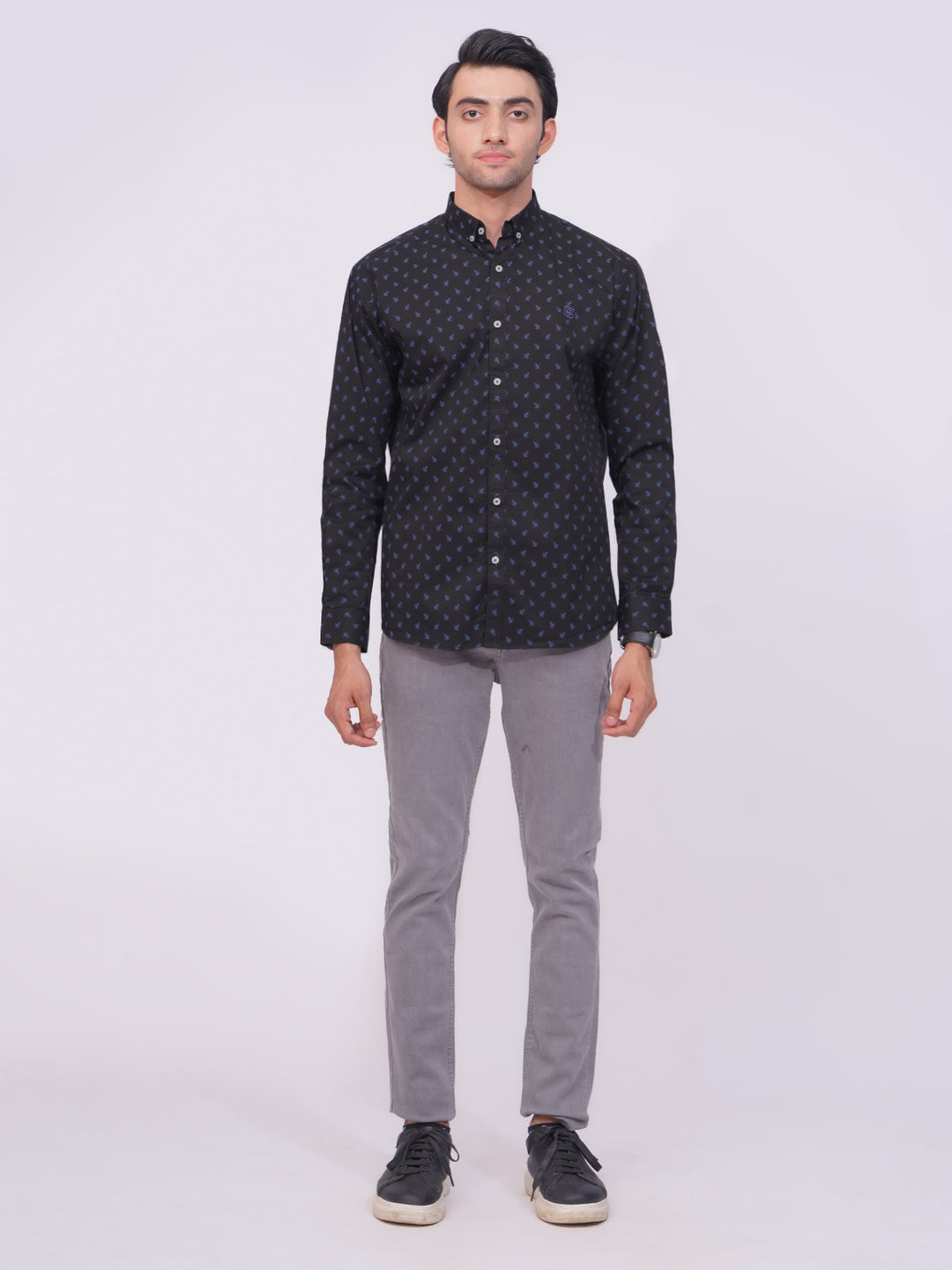 Black Designer Printed Casual Shirt (CSP-225)