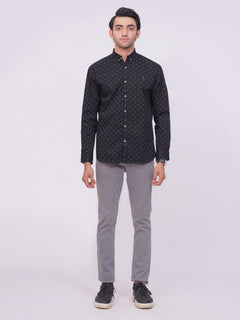 Black Designer Printed Casual Shirt (CSP-225)