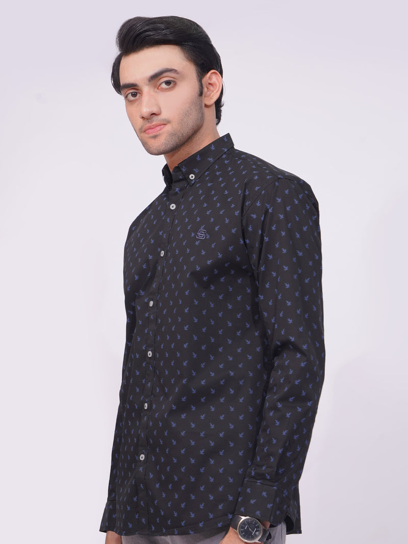 Black Designer Printed Casual Shirt (CSP-225)