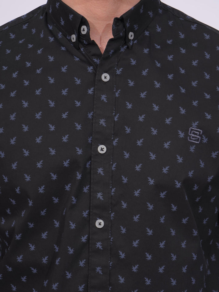 Black Designer Printed Casual Shirt (CSP-225)