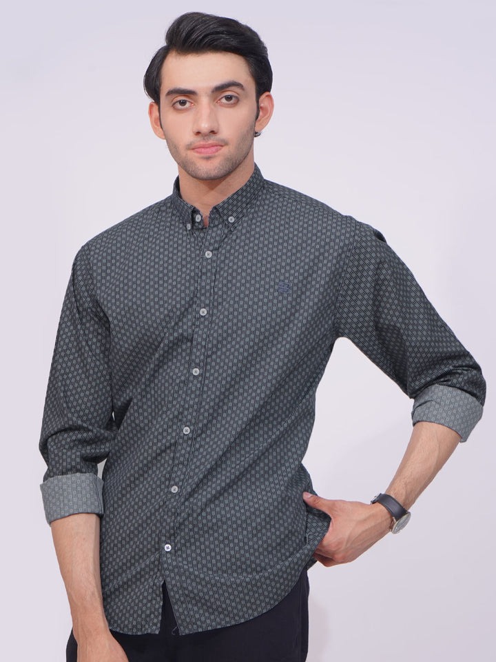 Grey Designer Printed Casual Shirt (CSP-228)