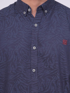 Dark Blue Designer Printed Casual Shirt (CSP-229)