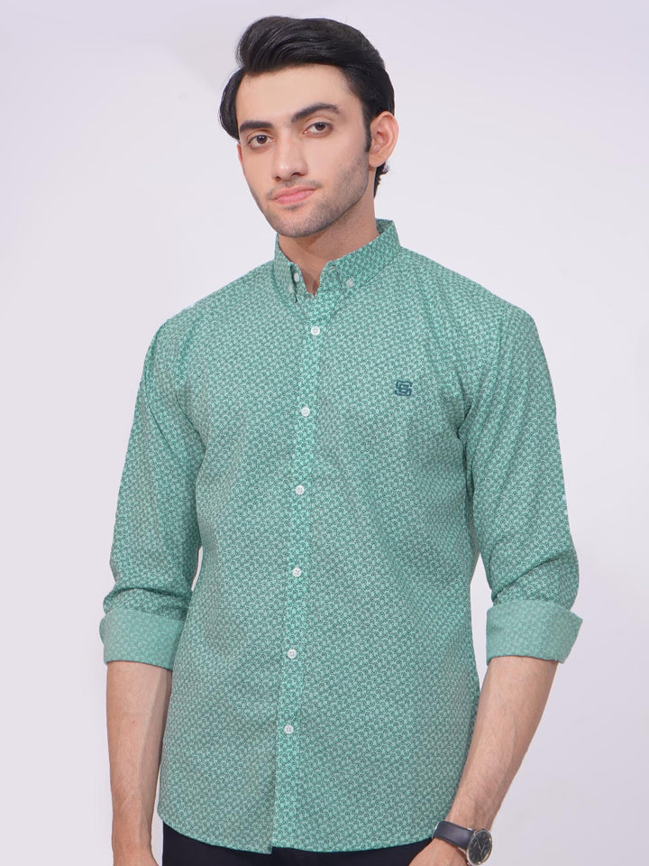 Light Green Designer Printed Casual Shirt (CSP-231)