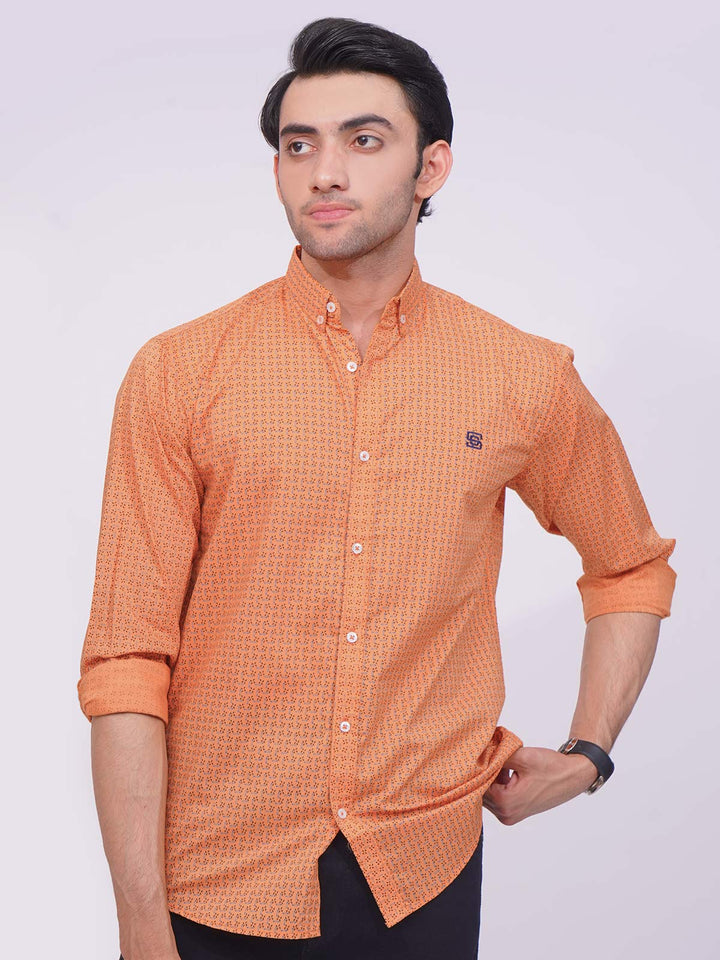 Orange Designer Printed Casual Shirt (CSP-233)