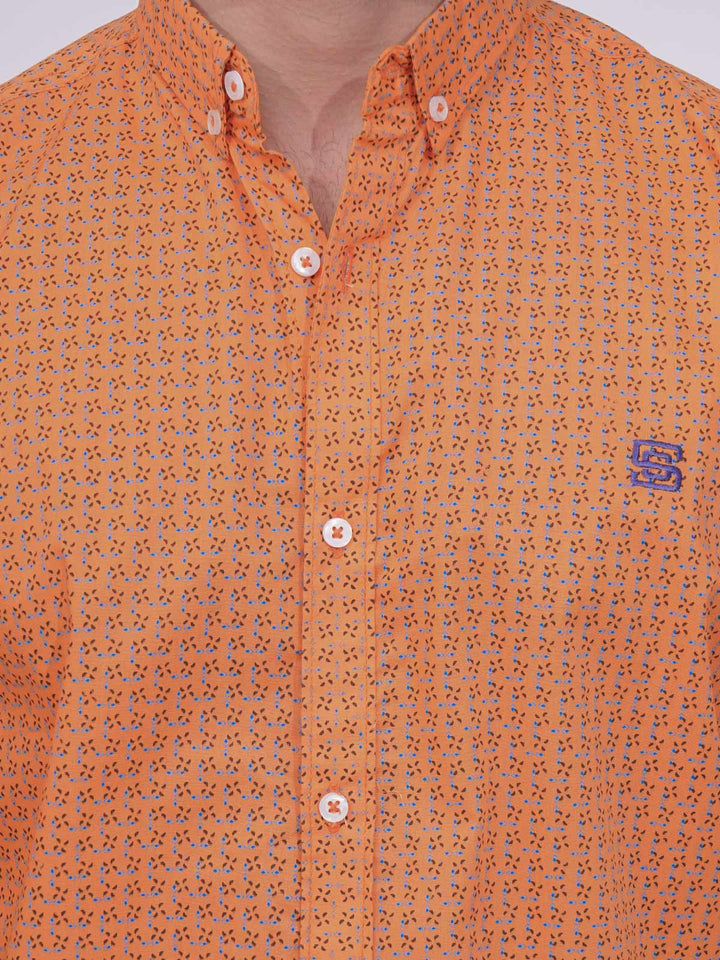 Orange Designer Printed Casual Shirt (CSP-233)