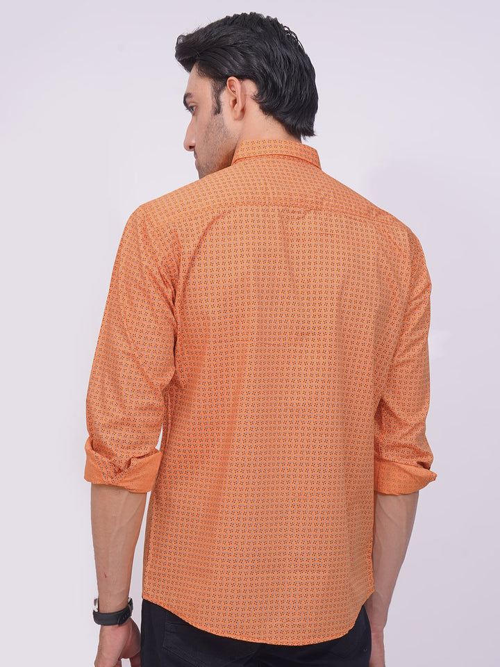 Orange Designer Printed Casual Shirt (CSP-233)