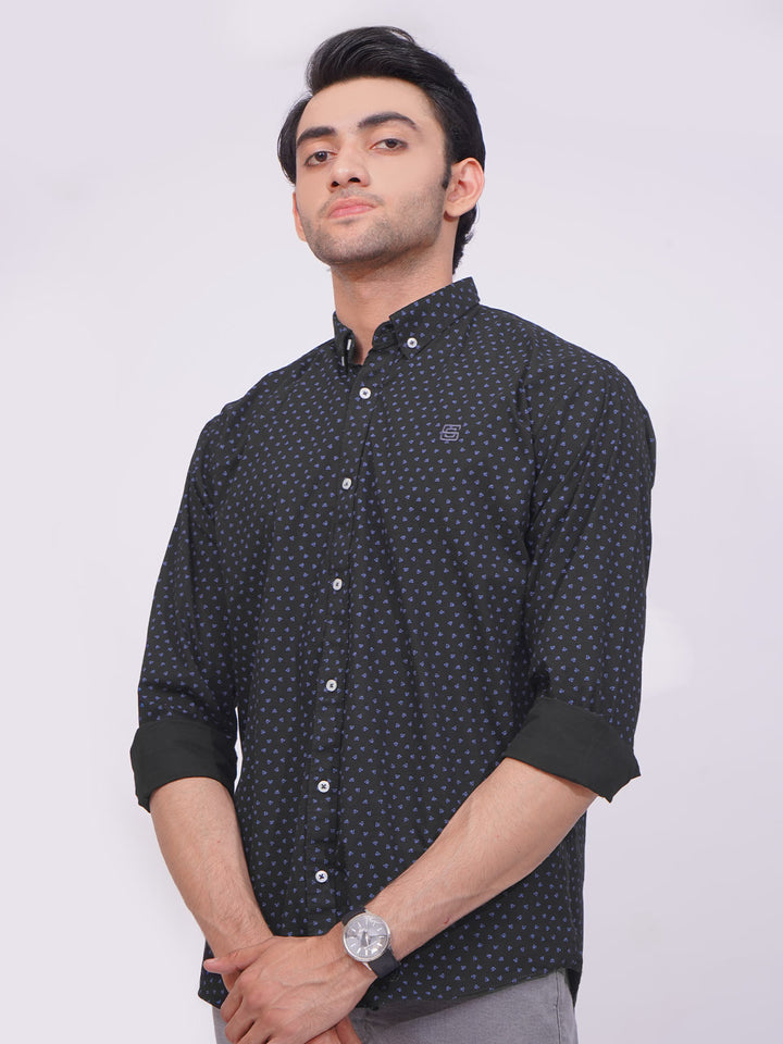 Black Designer Printed Casual Shirt (CSP-235)