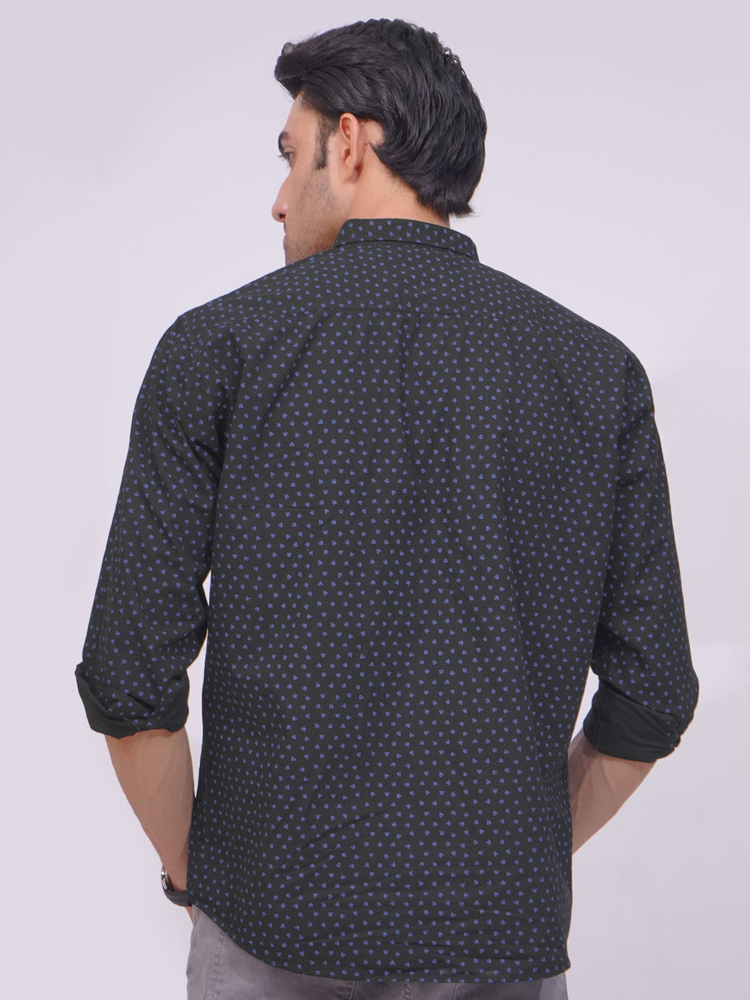 Black Designer Printed Casual Shirt (CSP-235)