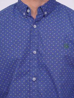 Royal Blue Designer Printed Casual Shirt (CSP-236)