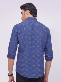 Royal Blue Designer Printed Casual Shirt (CSP-236)