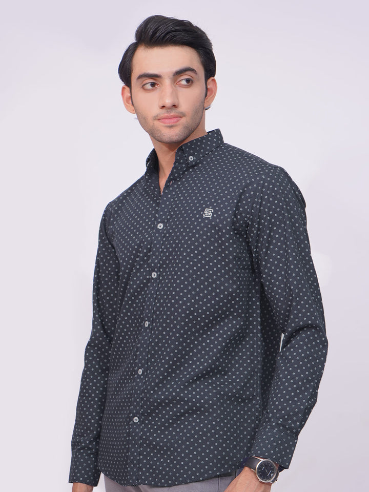 Dark Blue Designer Printed Casual Shirt (CSP-237)