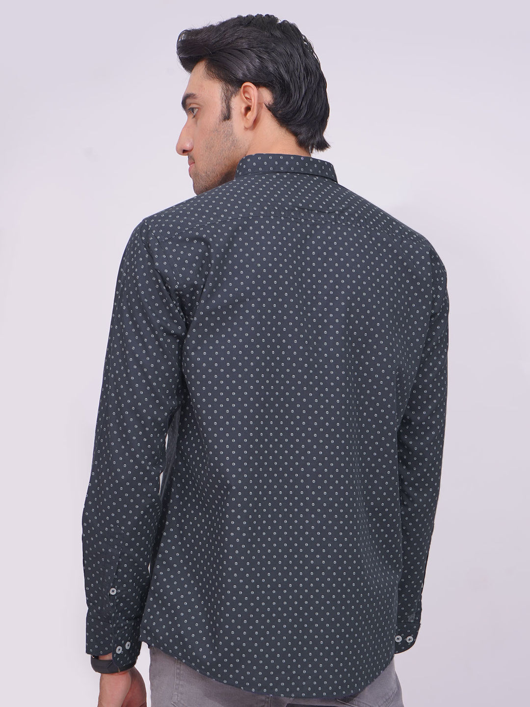 Dark Blue Designer Printed Casual Shirt (CSP-237)