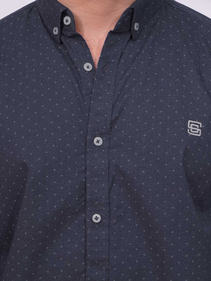 Dark Blue Designer Printed Casual Shirt (CSP-238)