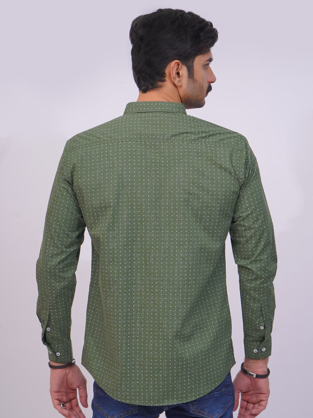 Green Designer Printed Casual Shirt  (CSP-247)