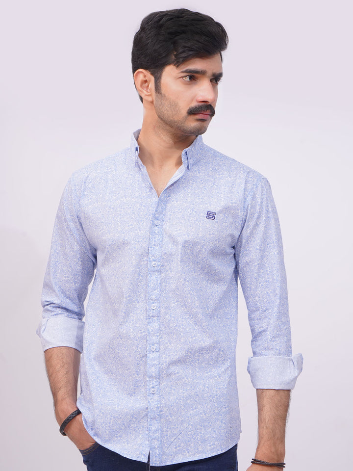 Light Blue Designer Printed Casual Shirt  (CSP-245)