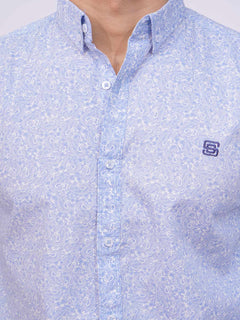 Light Blue Designer Printed Casual Shirt  (CSP-245)