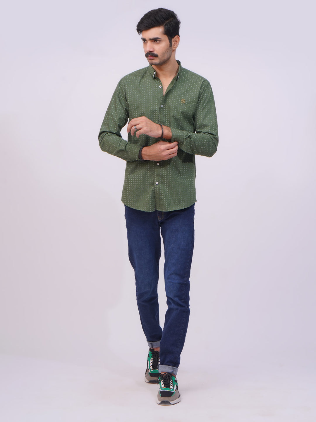 Green Designer Printed Casual Shirt  (CSP-247)