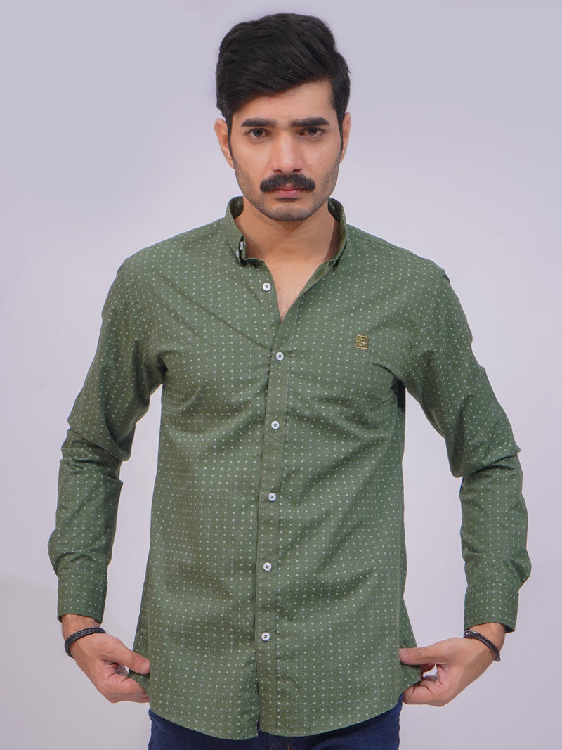 Green Designer Printed Casual Shirt  (CSP-247)