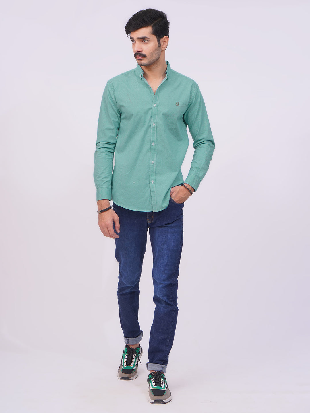 Green Designer Printed Casual Shirt  (CSP-250)