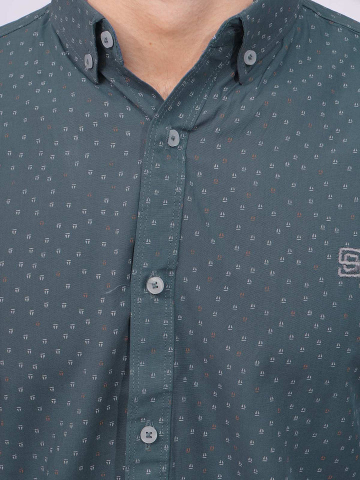 Blue Grey Designer Printed Casual Shirt  (CSP-252)