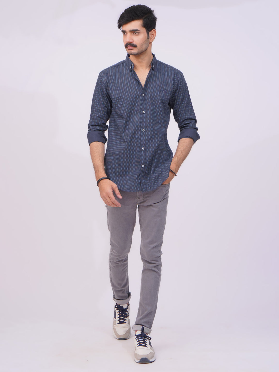 Navy Blue Designer Printed Casual Shirt  (CSP-268)