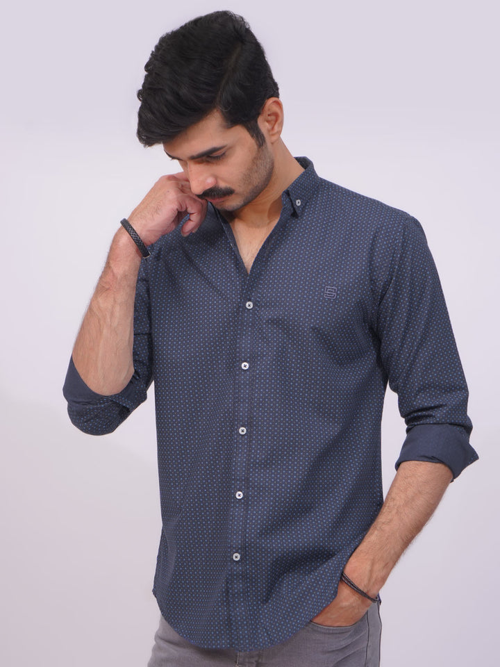 Navy Blue Designer Printed Casual Shirt  (CSP-268)