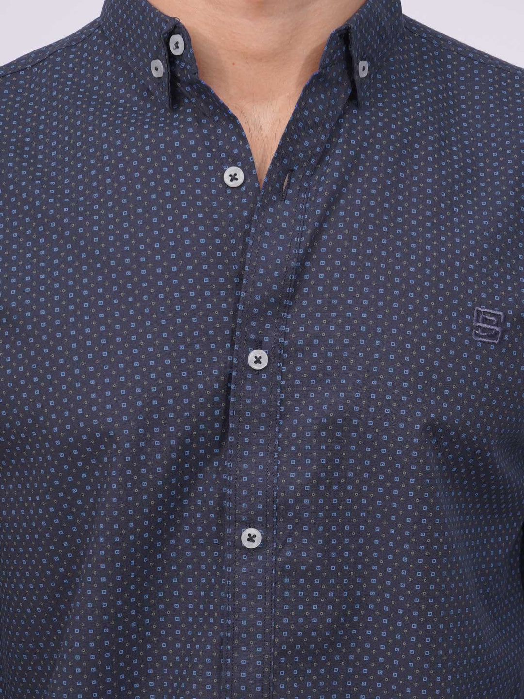 Navy Blue Designer Printed Casual Shirt  (CSP-268)